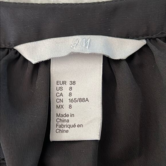 H&M Black Dress Woman Size 8 Silky Polyester Lace Tie Waist Office Casual Date - Picture 3 of 11